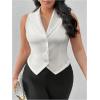 imageFloerns Womens Plus Size Lapel Collar Sleeveless Button Front Vest BlazerWhite