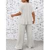 imageFloerns Womens Plus Size Short Sleeve Tee Shirt Wide Leg Pants 2 Piece TracksuitApricot