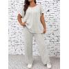 imageFloerns Womens Plus Size Short Sleeve Tee Shirt Wide Leg Pants 2 Piece TracksuitApricot