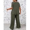 imageFloerns Womens Plus Size Short Sleeve Tee Shirt Wide Leg Pants 2 Piece TracksuitArmy Green