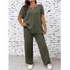 imageFloerns Womens Plus Size Short Sleeve Tee Shirt Wide Leg Pants 2 Piece TracksuitArmy Green