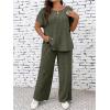 imageFloerns Womens Plus Size Short Sleeve Tee Shirt Wide Leg Pants 2 Piece TracksuitArmy Green