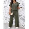 imageFloerns Womens Plus Size Short Sleeve Tee Shirt Wide Leg Pants 2 Piece TracksuitArmy Green