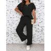 imageFloerns Womens Plus Size Short Sleeve Tee Shirt Wide Leg Pants 2 Piece TracksuitBlack