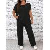imageFloerns Womens Plus Size Short Sleeve Tee Shirt Wide Leg Pants 2 Piece TracksuitBlack