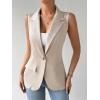 imageFloerns Womens Sleeveless Lapel Collar Neck Single Breast Vest Blazer JacketApricot