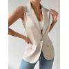 imageFloerns Womens Sleeveless Lapel Collar Neck Single Breast Vest Blazer JacketApricot