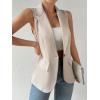 imageFloerns Womens Sleeveless Lapel Collar Neck Single Breast Vest Blazer JacketApricot