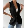 imageFloerns Womens Sleeveless Lapel Collar Neck Single Breast Vest Blazer JacketBlack