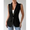 imageFloerns Womens Sleeveless Lapel Collar Neck Single Breast Vest Blazer JacketBlack