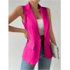 imageFloerns Womens Sleeveless Lapel Collar Neck Single Breast Vest Blazer JacketHot Pink Solid