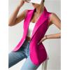 imageFloerns Womens Sleeveless Lapel Collar Neck Single Breast Vest Blazer JacketHot Pink Solid
