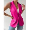 imageFloerns Womens Sleeveless Lapel Collar Neck Single Breast Vest Blazer JacketHot Pink Solid