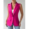 imageFloerns Womens Sleeveless Lapel Collar Neck Single Breast Vest Blazer JacketHot Pink Solid
