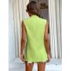 imageFloerns Womens Sleeveless Lapel Collar Neck Single Breast Vest Blazer JacketLime Green