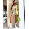 imageFloerns Womens Sleeveless Lapel Collar Neck Single Breast Vest Blazer JacketLime Green