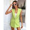 imageFloerns Womens Sleeveless Lapel Collar Neck Single Breast Vest Blazer JacketLime Green