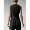 imageFloerns Womens Sleeveless V Neck Single Breasted Vest Crop Blazer Coat JacketBlack G