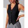 imageFloerns Womens Sleeveless V Neck Single Breasted Vest Crop Blazer Coat JacketCarbon Black