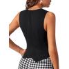 imageFloerns Womens Sleeveless V Neck Single Breasted Vest Crop Blazer Coat JacketCarbon Black