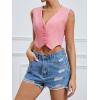 imageFloerns Womens Sleeveless V Neck Single Breasted Vest Crop Blazer Coat JacketLight Pink
