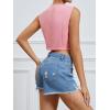 imageFloerns Womens Sleeveless V Neck Single Breasted Vest Crop Blazer Coat JacketLight Pink