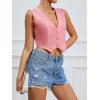 imageFloerns Womens Sleeveless V Neck Single Breasted Vest Crop Blazer Coat JacketLight Pink