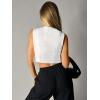 imageFloerns Womens Sleeveless V Neck Single Breasted Vest Crop Blazer Coat JacketWhite Pearl