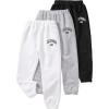 imageFloerns Boys 3 Piece Letter Print Elastic Waist Athletic Running SweatpantsBlack White Grey