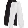 imageFloerns Girls 2 Piece Bow Front Elastic Waist Active Running Jogger SweatpantsBlack and White