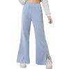 imageFloerns Girls Solid Elastic High Waist Sweatpants Running Loose Fit Pants TrousersLight Blue