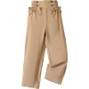 imageFloerns Girls Straight Leg Elastic Waist Trousers Bow Front Solid Shirred PantsKhaki