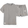 imageFloerns Mens 2 Piece Outfit Short Sleeve T Shirt Drawstring Track Shorts SetGrey