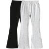 imageFloerns Toddler Girls 2 Pcs Elastic Waist Leggings Solid Bell Bottom Casual PantsBlack and Grey