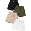 imageFloerns Toddler Girls 4 Pcs Solid Elastic Paperbag Waist Kid Clothes Casual ShortsBlack