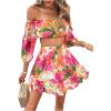 imageFloerns Womens 2 Piece Outfit Floral Off Shoulder Crop Top and Ruffle Skirt SetYellow