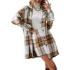 imageFloerns Womens Plaid Print Button Front Jacket Coat with Skirt Set 2 Piece OutfitBrown Multi