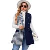 imageFloerns Womens Plus Size Houndstooth Print Colorblock Shawl Collar Vest BlazerBlue and White