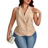 imageFloerns Womens Plus Size Lapel Collar Sleeveless Button Front Vest BlazerApricot