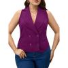 imageFloerns Womens Plus Size Lapel Collar Sleeveless Button Front Vest BlazerPurple