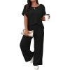 imageFloerns Womens Plus Size Short Sleeve Tee Shirt Wide Leg Pants 2 Piece TracksuitBlack