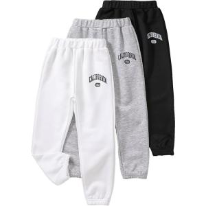 imageFloerns Boys 3 Piece Letter Print Elastic Waist Athletic Running SweatpantsBlack White Grey