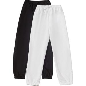 imageFloerns Girls 2 Piece Bow Front Elastic Waist Active Running Jogger SweatpantsBlack and White