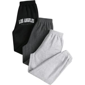 imageFloerns Girls 3 Pcs Elastic Waist Jogger Pants Letter Print SweatpantsBlack Letter