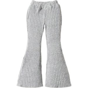 imageFloerns Girls Ribbed Knit Elastic Waist Bell Bottom Flare Leg PantsGrey