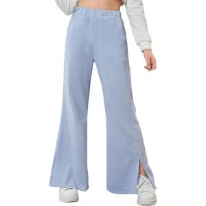 imageFloerns Girls Solid Elastic High Waist Sweatpants Running Loose Fit Pants TrousersLight Blue