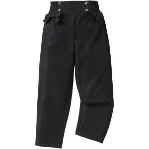 imageFloerns Girls Straight Leg Elastic Waist Trousers Bow Front Solid Shirred PantsBlack