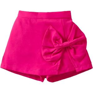 imageFloerns Toddler Girls Bow Knot Front Skorts Elastic Waist Solid Skirt ShortsHot Pink