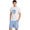 imageFloerns Mens Graphic Print T Shirt Drawstring Waist Shorts Set 2 Piece OutfitA Blue White Graphic