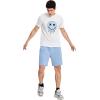 imageFloerns Mens Graphic Print T Shirt Drawstring Waist Shorts Set 2 Piece OutfitA Blue White Graphic